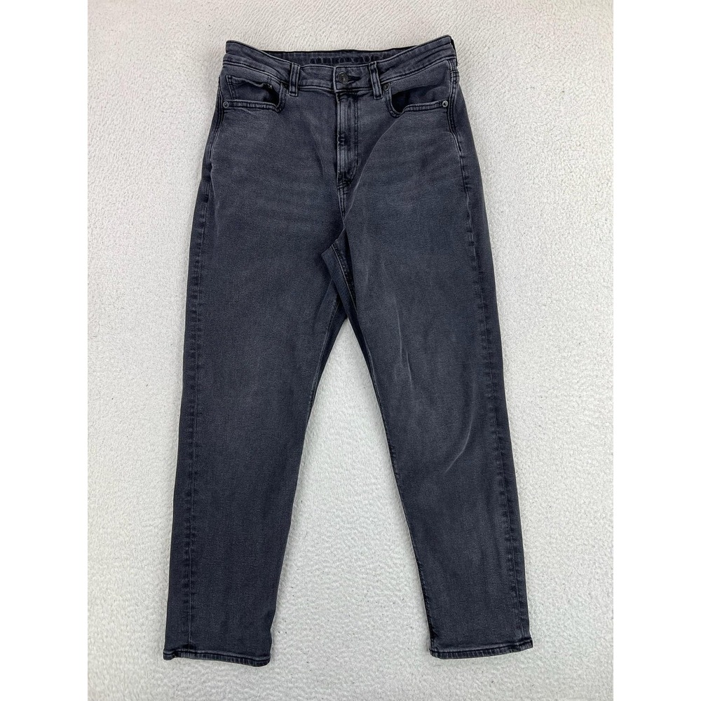 American Eagle Mom Jeans Womens 8 Gray Charcoal Wash High Rise Stretch Denim